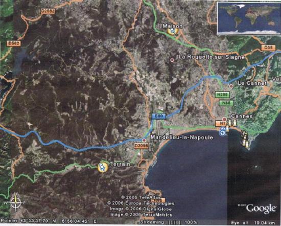 Positionnement terrain par rapport � Cannes