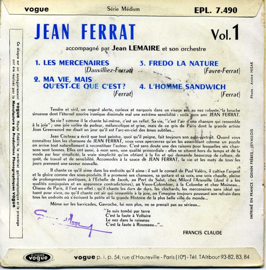 texte de francis claude sur disque vogue
