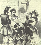 La campagne �lectorale de 1848: Gravure illustrant Louis-Napoleon contre Cavaignac, publi�e en Allemagne dans l'Illustrierte Zeitung