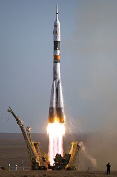 La fus�e Soyouz TMA-9 au cosmodrome de Ba�konour (Kazakhstan).