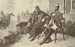 Napol�on III et Otto von Bismarck,  Apr�s la d�faite de Sedan, entrevue avec Bismarck � Donchery 1870