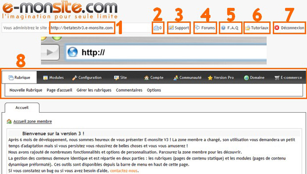 Accueil de la zone membre