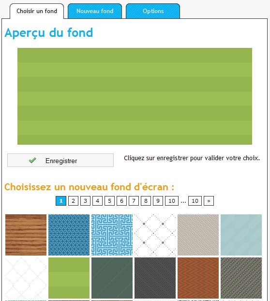 Choisissez le fond parmi ceux propos�s