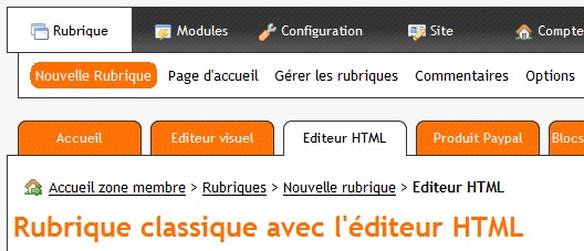Editer la page à l'aide de l'éditeur html
