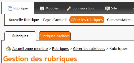 Changer l'ordre des rubriques