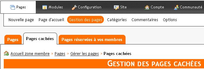 Accédez aux pages cachées