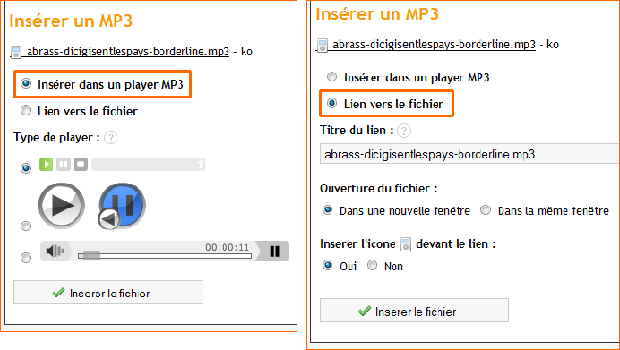 Lire le fichier MP3 dans un lecteur flash ou placer un lien Lire le fichier MP3 dans un lecteur flash ou placer un lien