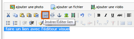 utilisez l'outil insérer/éditer un lien utilisez l'outil insérer/éditer un lien