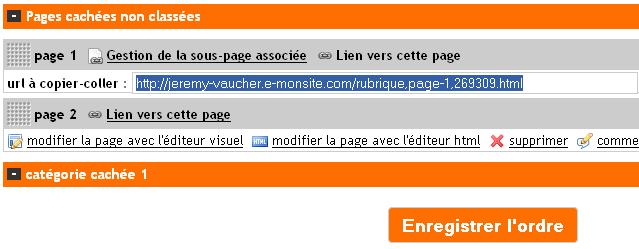 Cliquez sur le lien pour afficher la page cachée