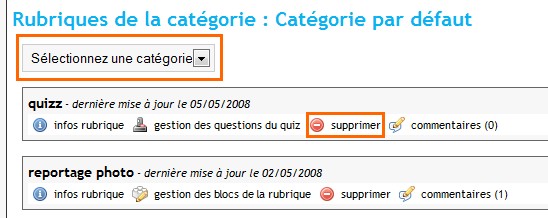 Supprimer une page