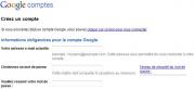 Création du compte sur Google
