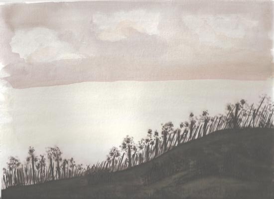 L Horizon - Encre et Acrylique 20X30cm