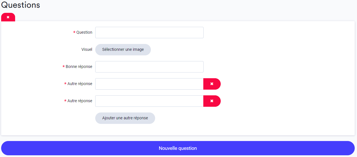 Ajouter une question sur un quiz