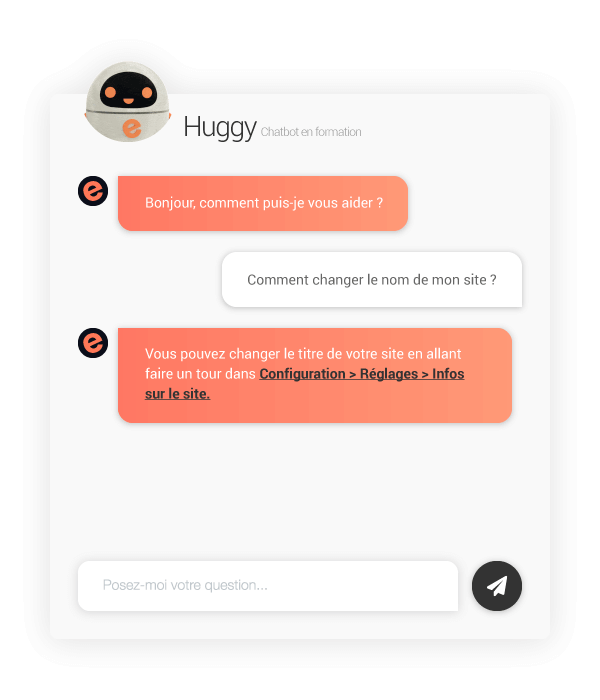 Chatbot huggy support e monsite