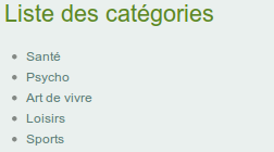 Exemple widget liste catégories