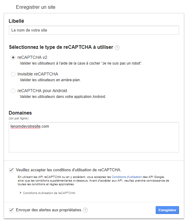 Configurer le nouveau reCAPTCHA sur votre site