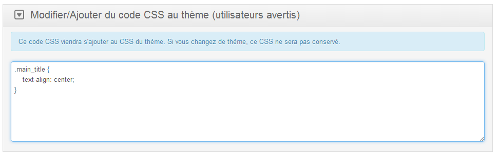 Ajouter le CSS dans une zone CSS sur votre site