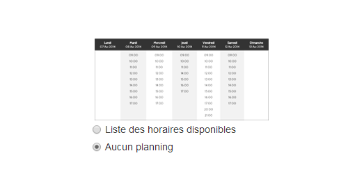 Aucun planning