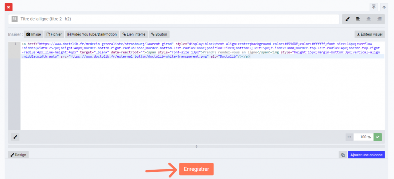 Sauvegarde Integration Code Doctolib