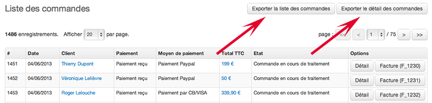 comment exporter ses commandes de sa boutique ?