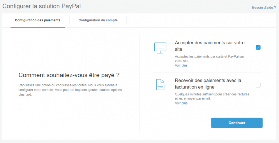 Configurer la solution paypal