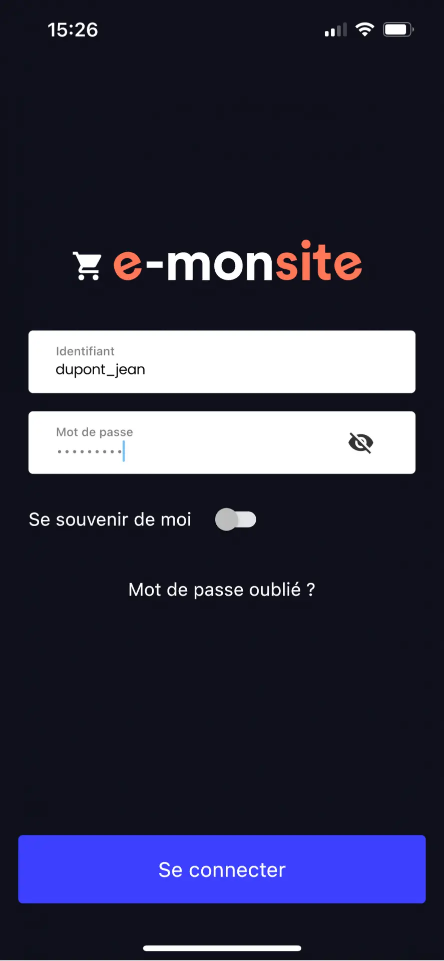 Connexion application emonsite