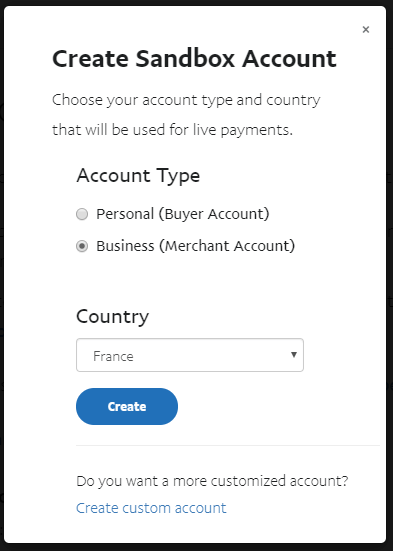 Créer un compte sandbox PayPal