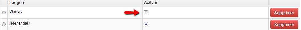 Désactiver une langue au niveau du site