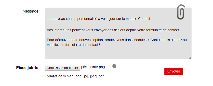 Ajouter des pièces jointes dans un formulaire de contact