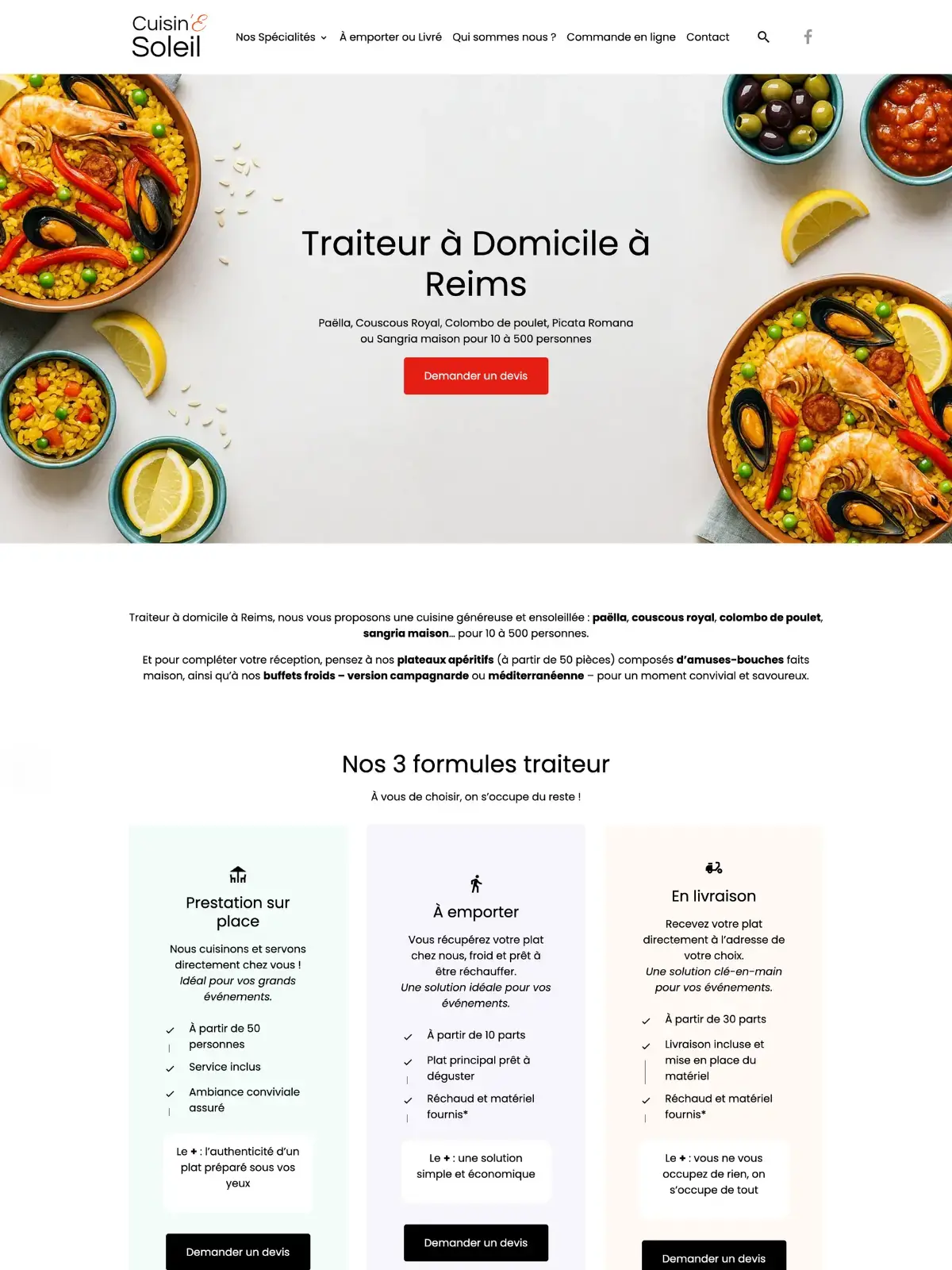 Exemple site clé en main Cuisine Soleil