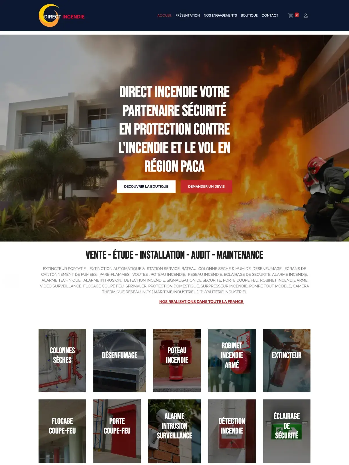 Exemple site clé en main Direct Incendie
