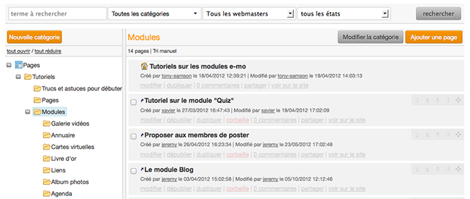 Nouvel explorateur de pages web pour la gestion de site