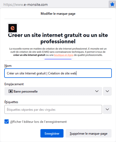 Firefox marque page