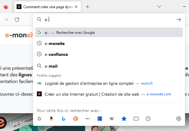 Firefox recherche autocompletion
