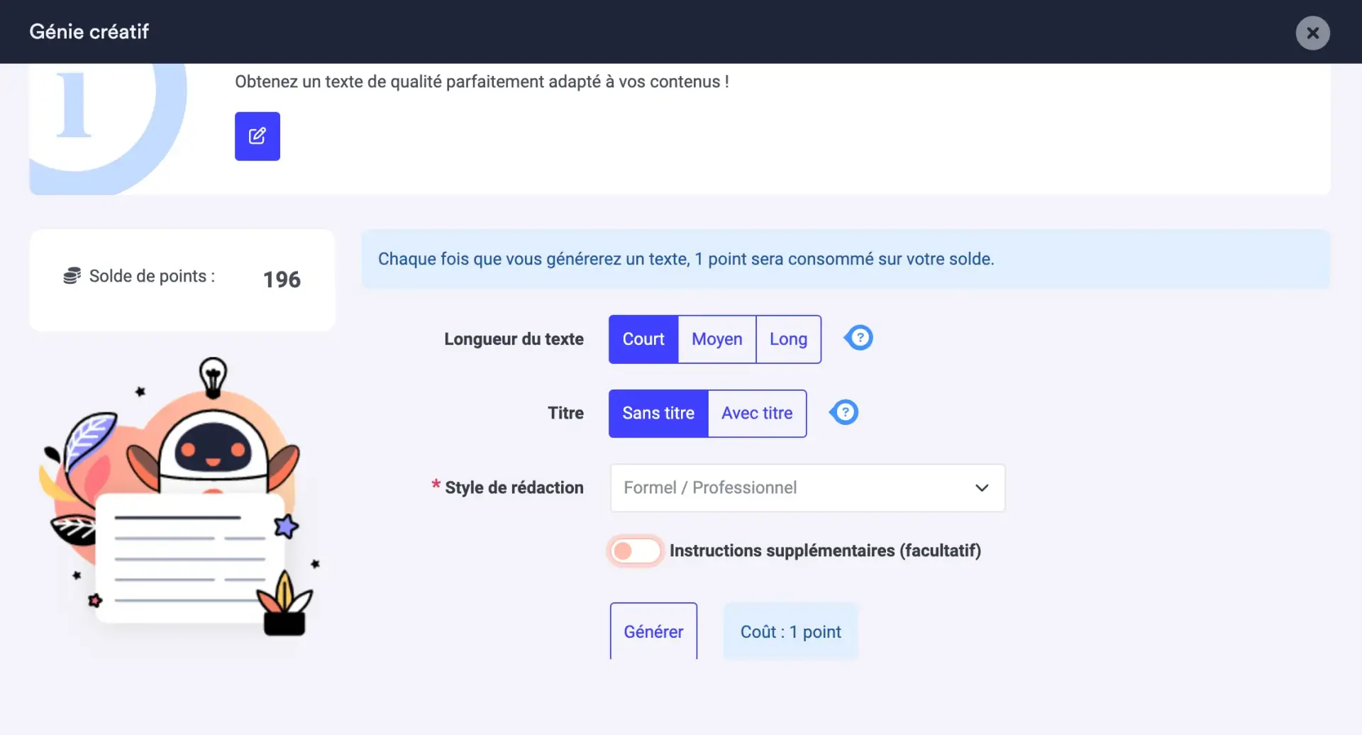 Genie creatif e monsite creation contenu texte