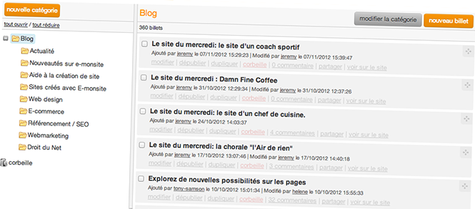 Nouvel explorateur pour la gestion de blog