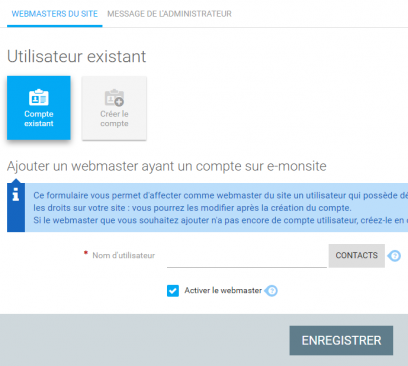 Ajouter un compte webmaster