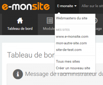 Accéder au menu de gestion des webmasters