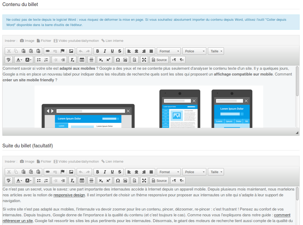 Publier des articles