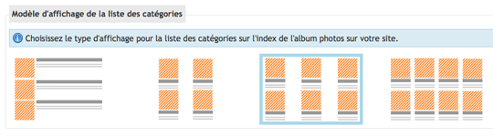 Choisir l'affichage des catégories de l'album photos