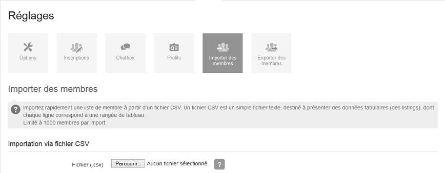 L'import de membres est disponible sur e-monsite