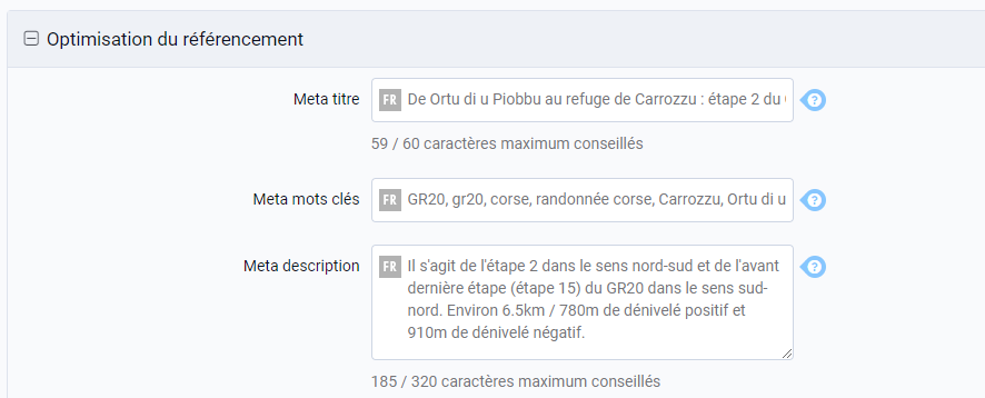 La meta description d une page