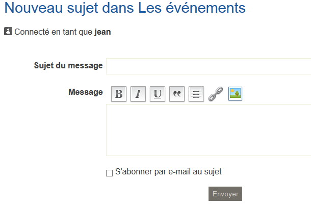 Membre identifié postant un message