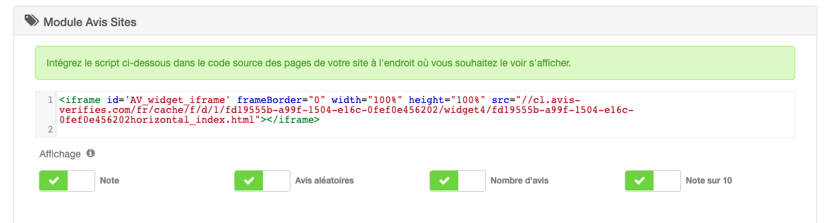Module avis site