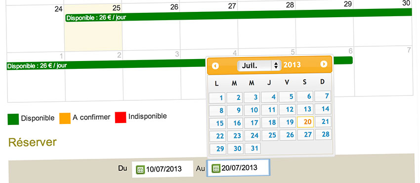 Module de réservation : côté site