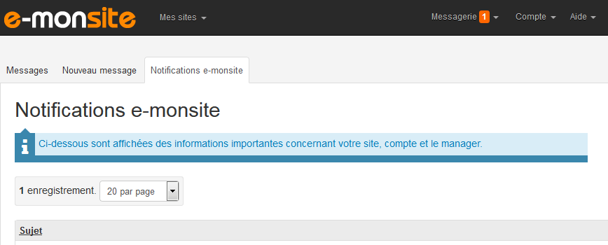 Des notifications pour suivre l'actualité e-monsite