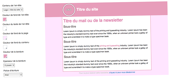 Personnalisation du template de mail responsive