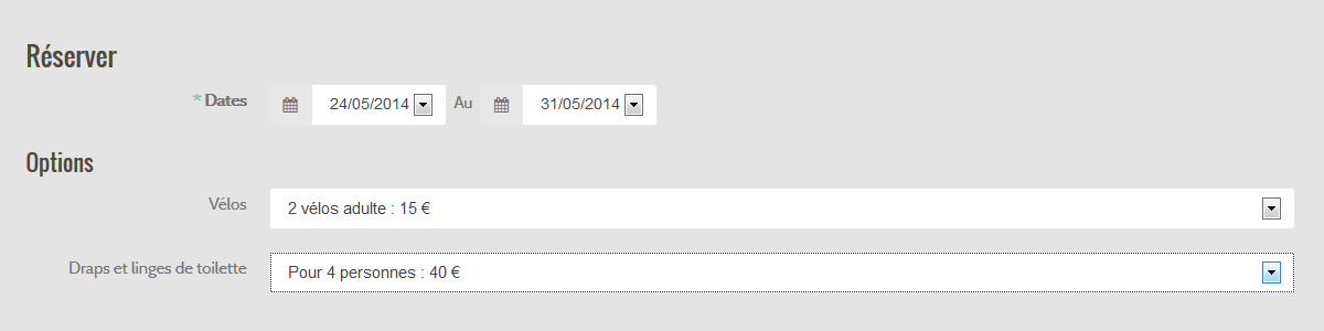 Les options de réservation