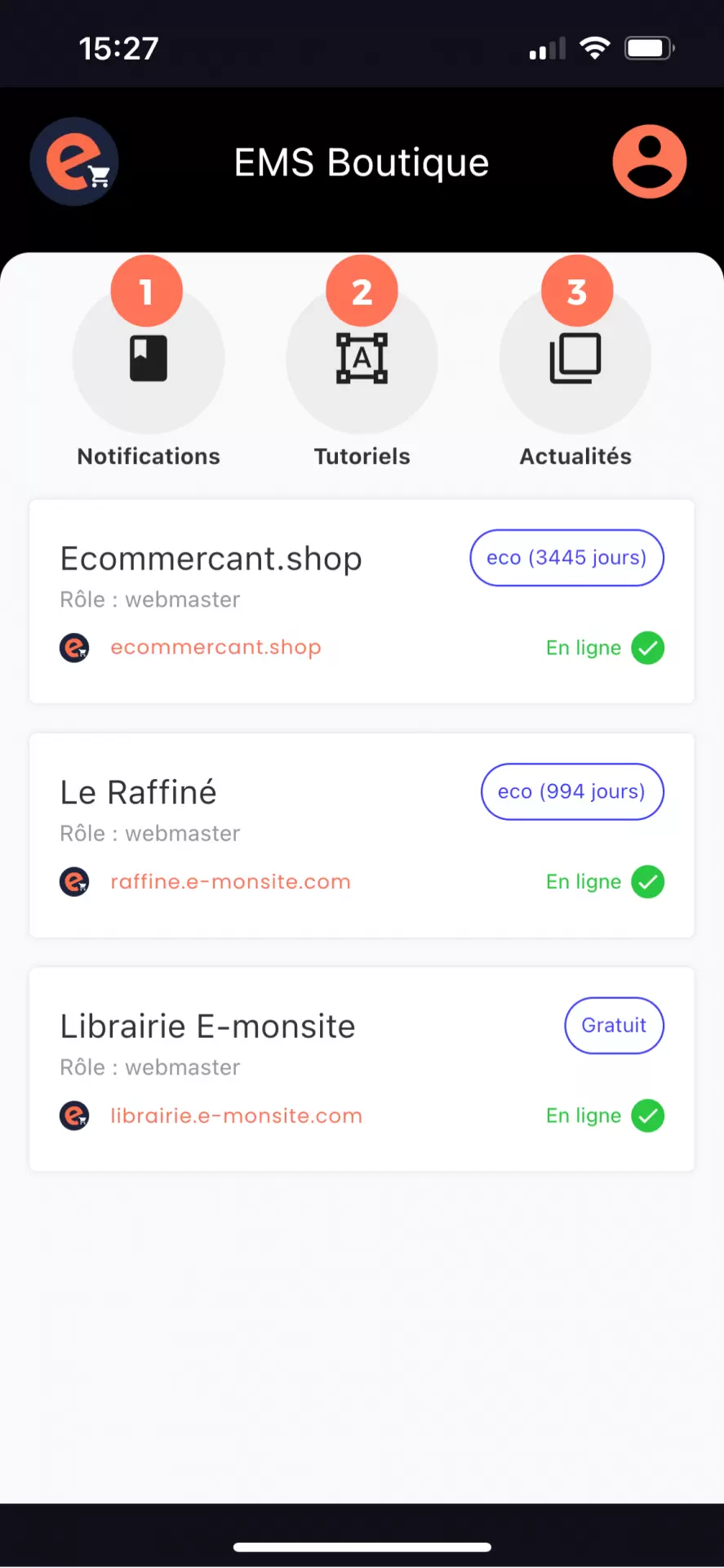 Page accueil mobile