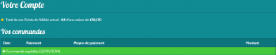 Affichage points des fidélité compte client